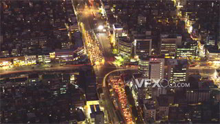 实拍视频无人机高空延时拍摄城市街道夜景