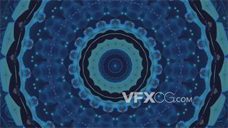 VJ视频素材深蓝海底金光闪烁花纹图案万花筒