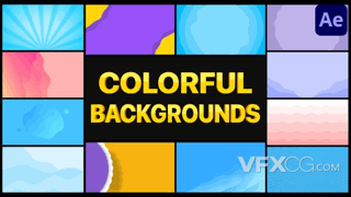 12种卡通动态彩色渐变动画视频背景素材AE模板
