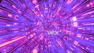 VJ视频素材姹紫嫣红光圈闪烁递进金属穿梭隧道