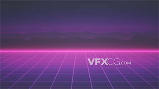 VJ视频素材霓虹方格线条地平线4K分辨率