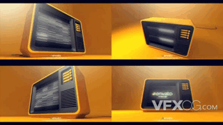 3D多角度旋转黄色电视机械故障揭示logo动画视频片头AE模板