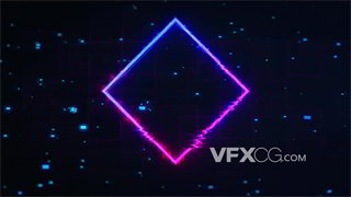 VJ视频素材未来科技霓虹发光毛刺粒子动画