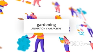 园艺种植花草浇水修剪卡通图标元素设计动画视频AE模板
