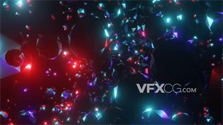 VJ视频素材宣传片头立体霓虹灯球滚动散开4K分辨率