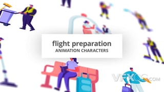 登机安检打扫卫生临近起飞准备图标元素动画视频AE模板