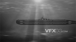 背景视频素材高科技模拟海底舰艇卡通黑白动画