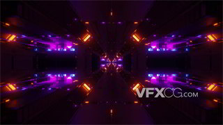 VJ视频素材炫彩舞台动感灯光闪烁科技穿梭隧道