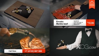 电视广告节目商店牛排烧烤制作视频广告片AE模板