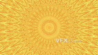VJ视频素材金黄绚烂阳光万花筒花纹4K分辨率