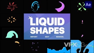 12种手绘动态液体流动飞溅卡通帧动画视频特效AE模板