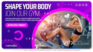 健身俱乐部体育运动推广时尚照片展示幻灯片宣传视频AE模板