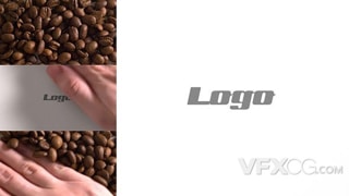 简约一只手将散落咖啡豆撇开展示logo动画视频片头AE模板