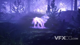 原始森林写实场景狼吼叫化成烟雾揭示logo动画视频片头AE模板