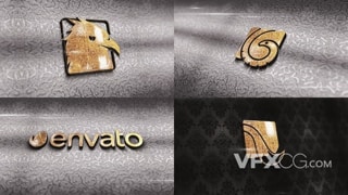 时尚奢华花纹背景金色雕刻揭示logo动画视频片头AE模板