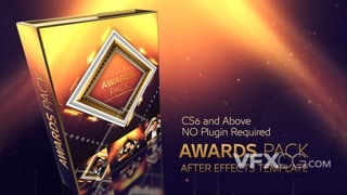 金色粒子发光菱形框架晚会颁奖活动宣传视频包AE模板