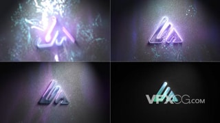发光粒子飘散墙壁霓虹灯揭示logo动画视频片头AE模板