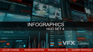信息技术数据统计实时变化HUD元素信息图形视频AE模板