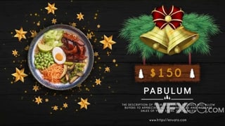 圣诞节餐厅美食特定节日菜单宣传广告视频AE模板