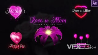 庆祝母亲节快乐感恩妈妈标题字幕动画视频AE模板