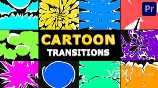 多彩炫酷卡通液态转场过渡效果动画视频PR模板
