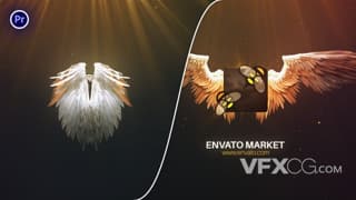 魔幻游戏世界天使翅膀展开揭示logo动画视频片头PR模板