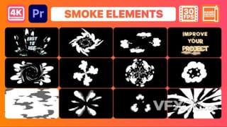 手绘动态烟雾爆炸元素标题卡通特效视频制作PR模板
