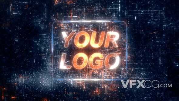 现代数字技术高科技像素化显示logo视频动画片头PR模板