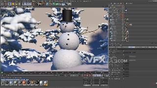 C4D教程冬季活动雪人角色场景三维建模解析