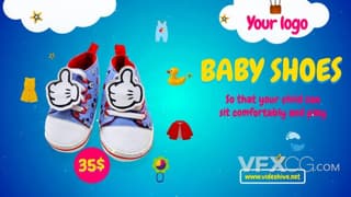 卡通婴儿用品产品展示促销出售宣传动画视频广告片PR模板