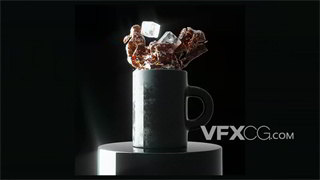 C4D教程咖啡厅新品宣传冰块咖啡三维建模制作解析
