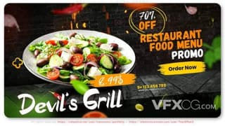 餐厅烧烤美味食物菜单打折促销宣传视频广告片AE模板
