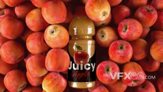 三维红苹果果汁瓶展示logo视频动画片头AE模板