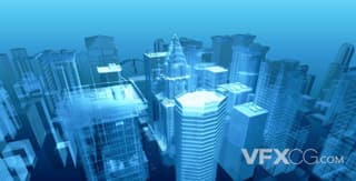 3D蓝色城市全息模型商业媒体介绍宣传视频AE模板