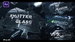 玻璃破碎反光折射介绍文字标题视频动画开场白AE模板