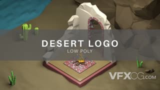 三维沙漠卡通破房篝火冒烟揭示logo动画视频片头AE模板