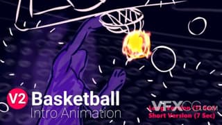 彩色手绘世界杯篮球比赛动画人物动态卡通视频开场白AE模板