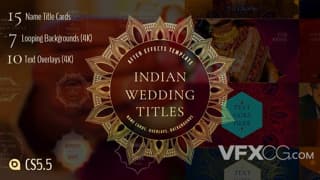 印度异域风格婚礼文字标题花纹徽章视频字幕动画AE模板
