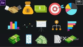 25个商业分析金融财经元素图标动画视频AE模板