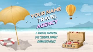 手绘彩色动画旅行社报名旅游宣传卡通视频AE模板