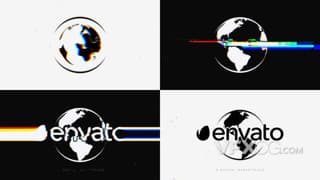 黑白地球旋转RGB分裂颜色故障揭示logo动画视频AE模板