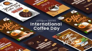 国际咖啡日咖啡厅饮品打折促销宣传出售媒体短视频AE模板