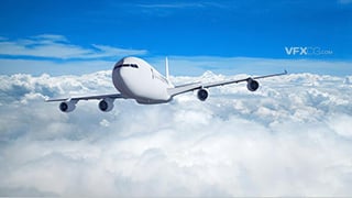 模拟航空公司民用航空空中云层场景3D模型