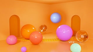 CINEMA4D建模三维青春小清新抽象展示彩色圆球3D工程