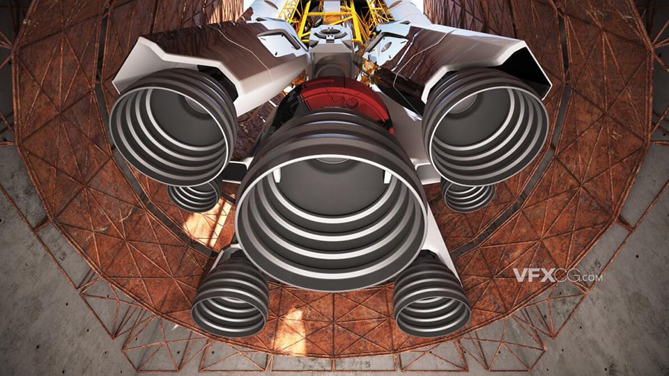 3DSMAX建模三维火箭发动机喷射口设备器械3D模型