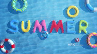 C4D制作泳池字母泳圈夏日创意海报场景