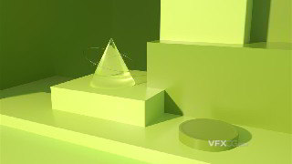 荧光绿清新简约立体几何C4D展台模型