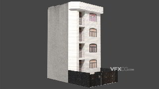 C4D制作老旧独栋四层公寓三维模型