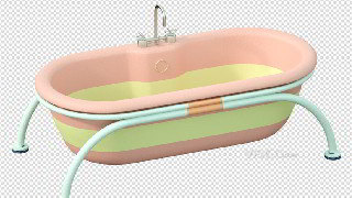 C4D制作简约莫兰迪色系澡盆浴缸模型
