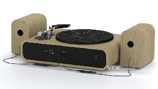 3DSMAX建模现代木制简约黑胶唱片机模型